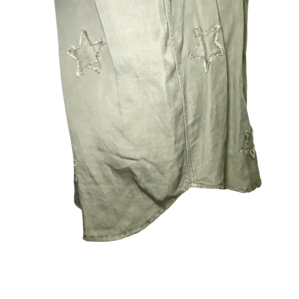 Rails Linen Marcel Sage with Stars Shirt Jacket Long Sleeve Button Down Green - Picture 6 of 16